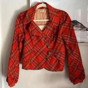 Anthropologie cropped plaid jacket